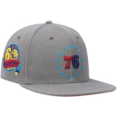 Philadelphia 76ers Hardwood Classics 60th Anniversary Carbon Cabernet Fitted Hat Charcoal - NBA