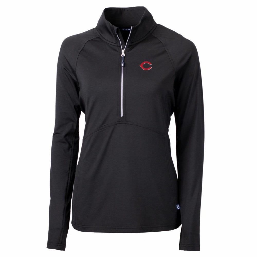 Cincinnati Reds Cutter & Buck Women's Adapt Eco Knit Stretch Half-Zip Pullover Top - MLB