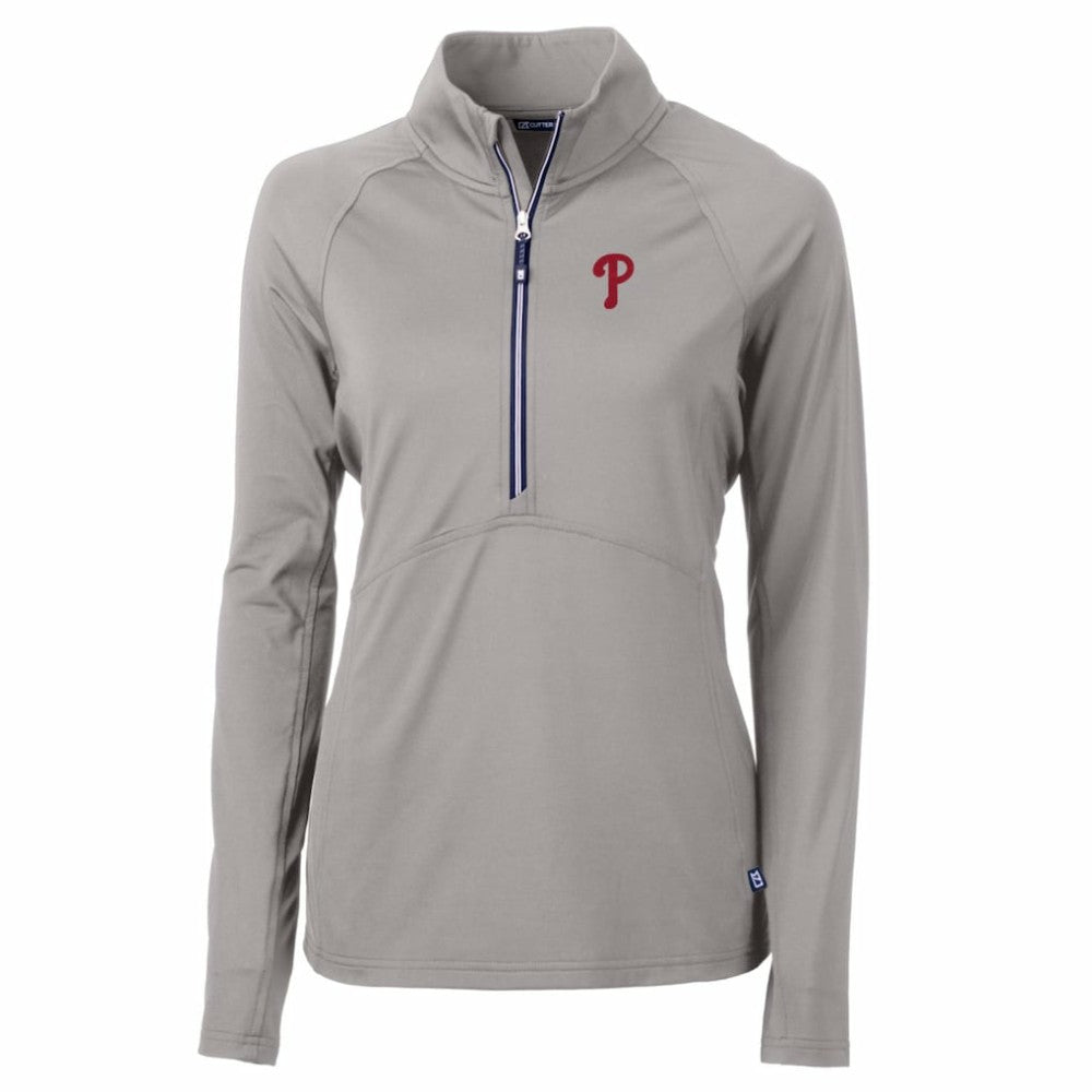 Philadelphia Phillies Cutter & Buck Women's Adapt Eco Knit Stretch Half-Zip Pullover Top - MLB