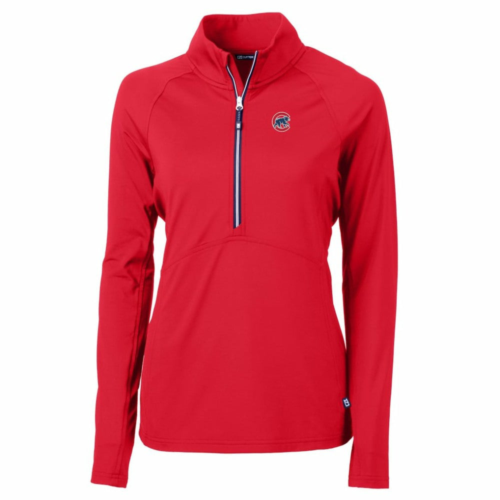 Chicago Cubs Cutter & Buck Women's Adapt Eco Knit Stretch Half-Zip Pullover Top - MLB