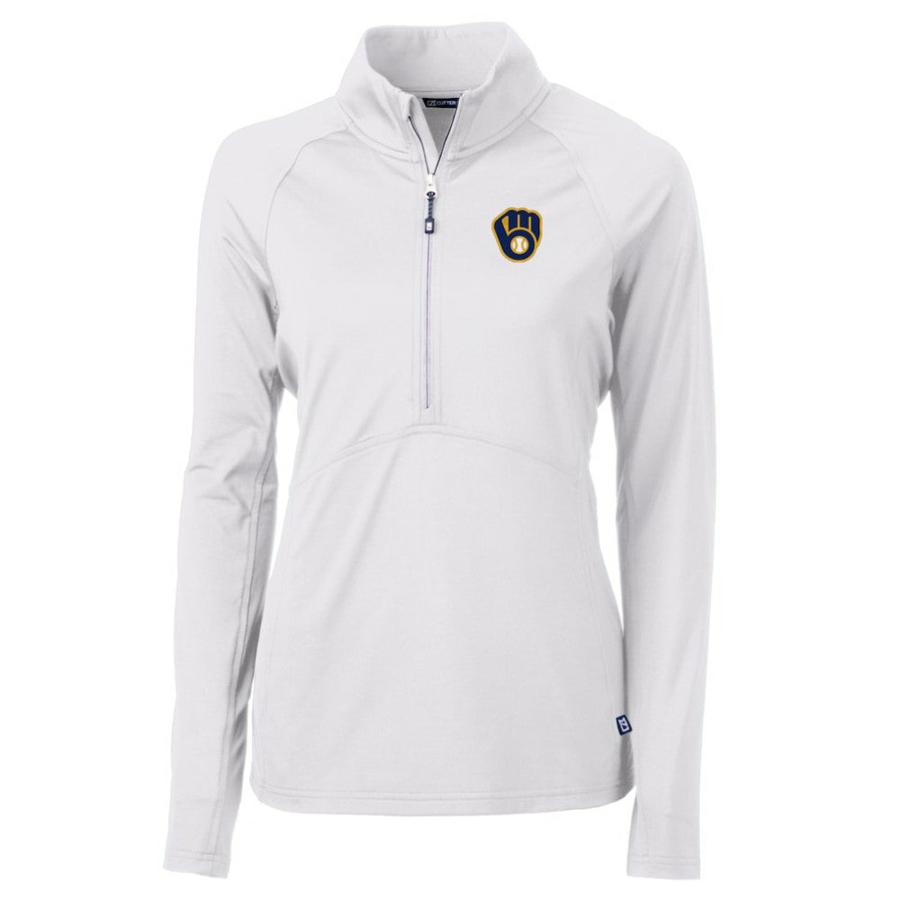 Milwaukee Brewers Cutter & Buck Women's Adapt Eco Knit Stretch Half-Zip Pullover Top - MLB