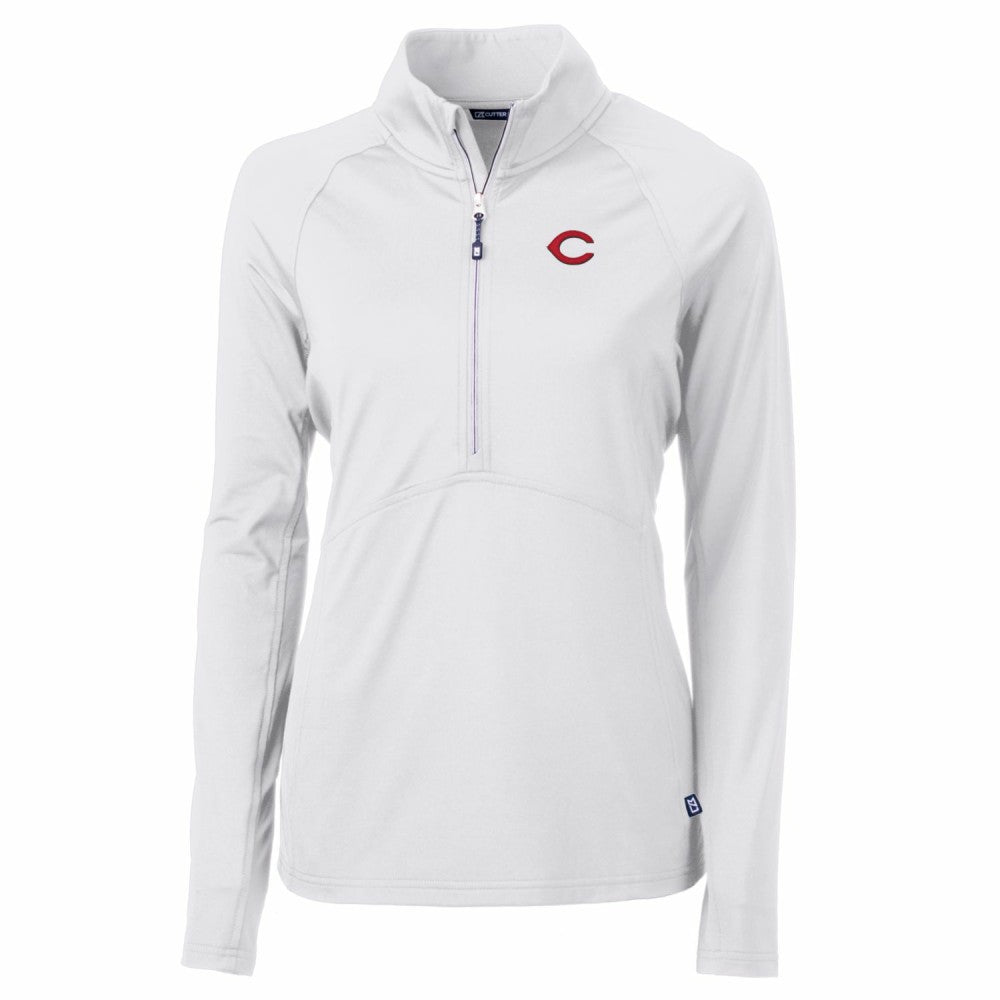 Cincinnati Reds Cutter & Buck Women's Adapt Eco Knit Stretch Half-Zip Pullover Top - MLB