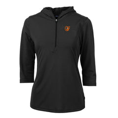 Baltimore Orioles Cutter & Buck Women's Virtue Eco Pique 3/4 Sleeve Half-Zip Pullover Hoodie - MLB