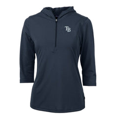 Tampa Bay Rays Cutter & Buck Women's Virtue Eco Pique 3/4 Sleeve Half-Zip Pullover Hoodie - MLB
