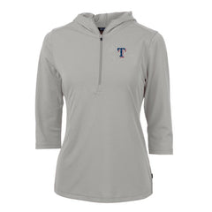 Texas Rangers Cutter & Buck Women's Virtue Eco Pique 3/4 Sleeve Half-Zip Pullover Hoodie - MLB