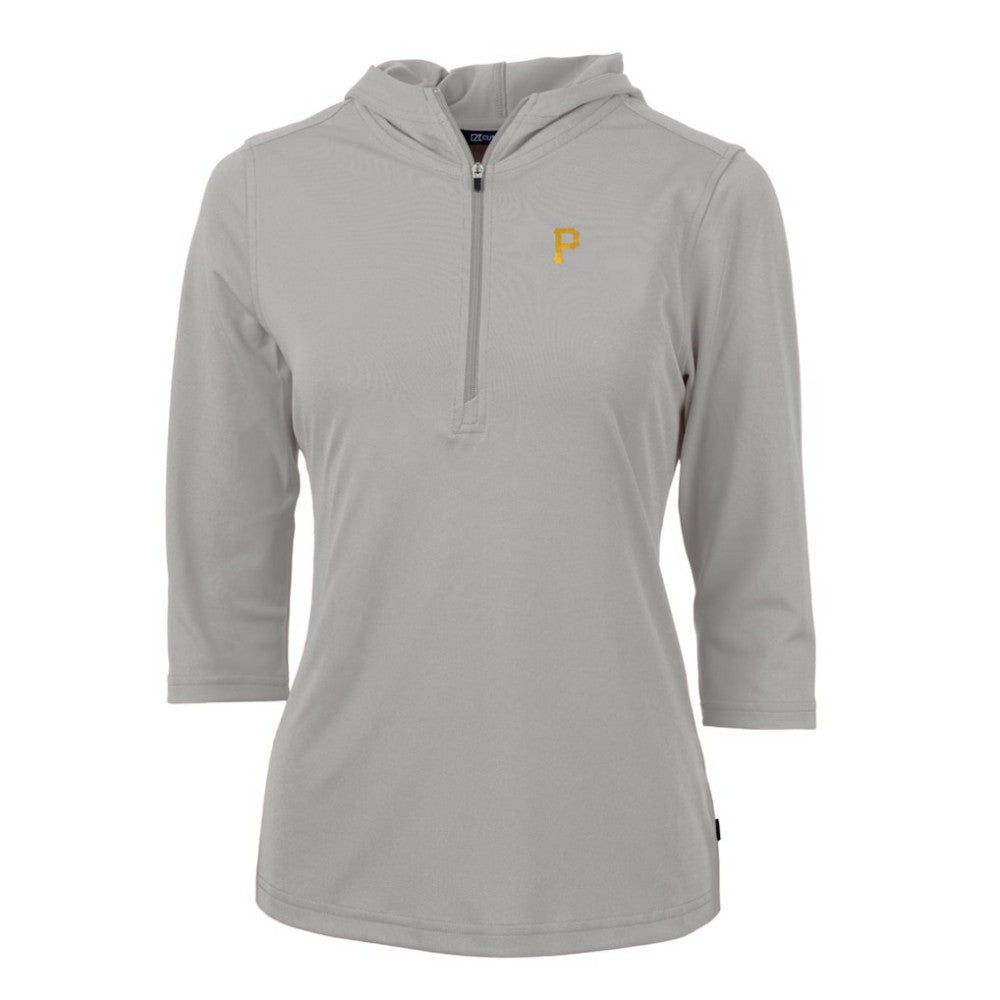Pittsburgh Pirates Cutter & Buck Women's Virtue Eco Pique 3/4 Sleeve Half-Zip Pullover Hoodie - MLB