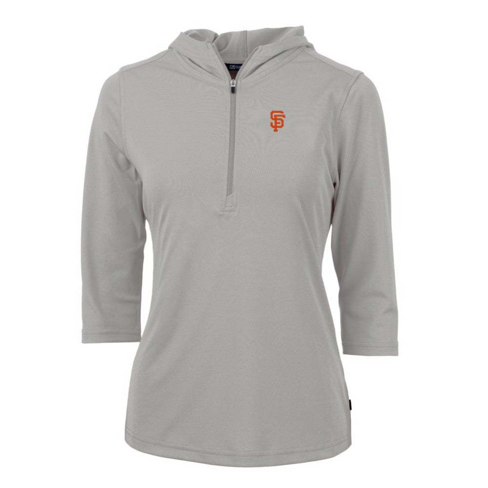 San Francisco Giants Cutter & Buck Women's Virtue Eco Pique 3/4 Sleeve Half-Zip Pullover Hoodie - MLB