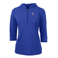 Texas Rangers Cutter & Buck Women's Virtue Eco Pique 3/4 Sleeve Half-Zip Pullover Hoodie - MLB
