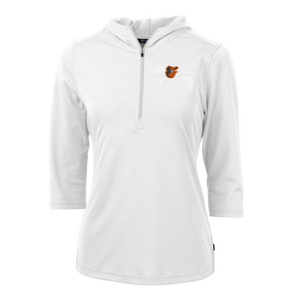 Baltimore Orioles Cutter & Buck Women's Virtue Eco Pique 3/4 Sleeve Half-Zip Pullover Hoodie - MLB