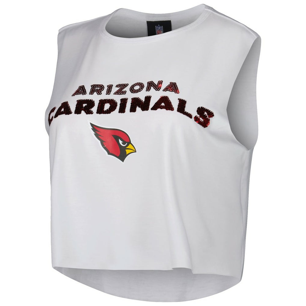 Arizona Cardinals Cuce Women's Sequin Cropped Tank Top White | NFL