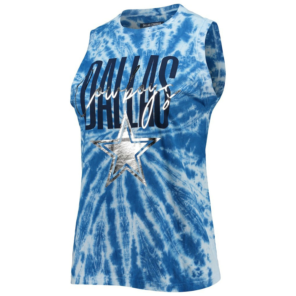 Dallas Cowboys Lauren James Women's Tie-Dye Jersey Boxy Tank Top Royal | NFL