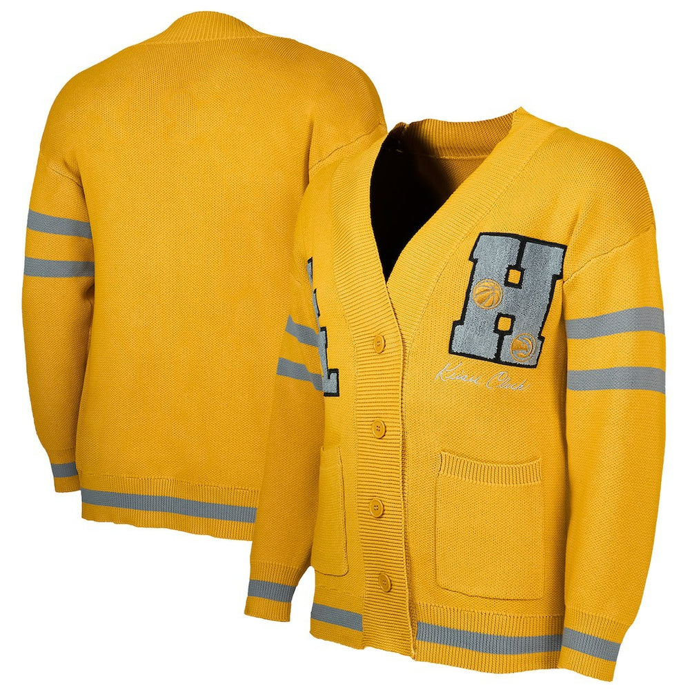 Atlanta Hawks NBA x Keiser Clark No Caller ID Button-Up Cardigan Yellow/Gray - NBA