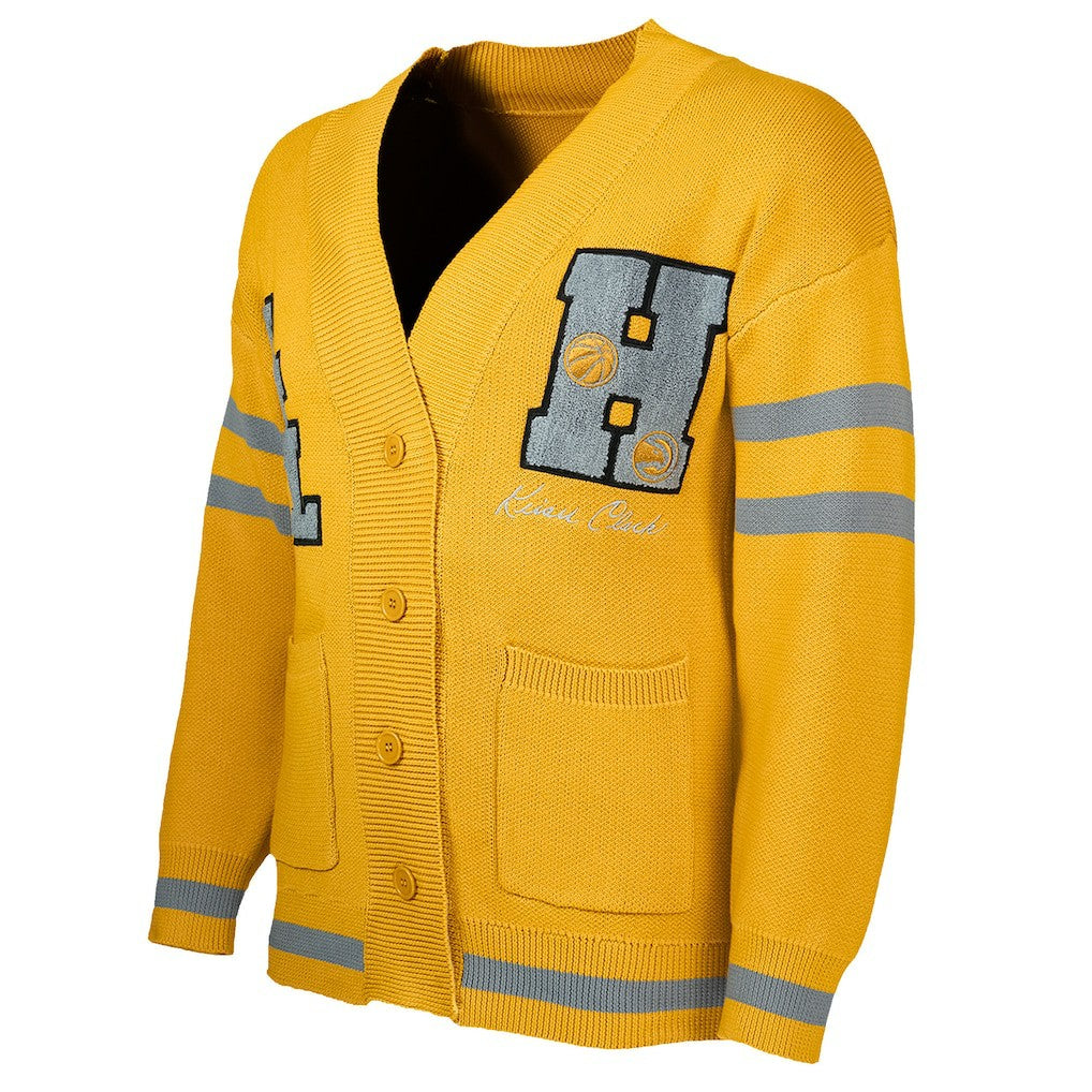 Atlanta Hawks NBA x Keiser Clark No Caller ID Button-Up Cardigan Yellow/Gray - NBA