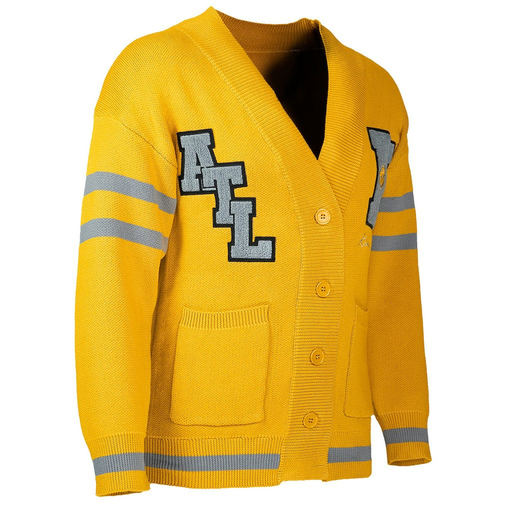 Atlanta Hawks NBA x Keiser Clark No Caller ID Button-Up Cardigan Yellow/Gray - NBA