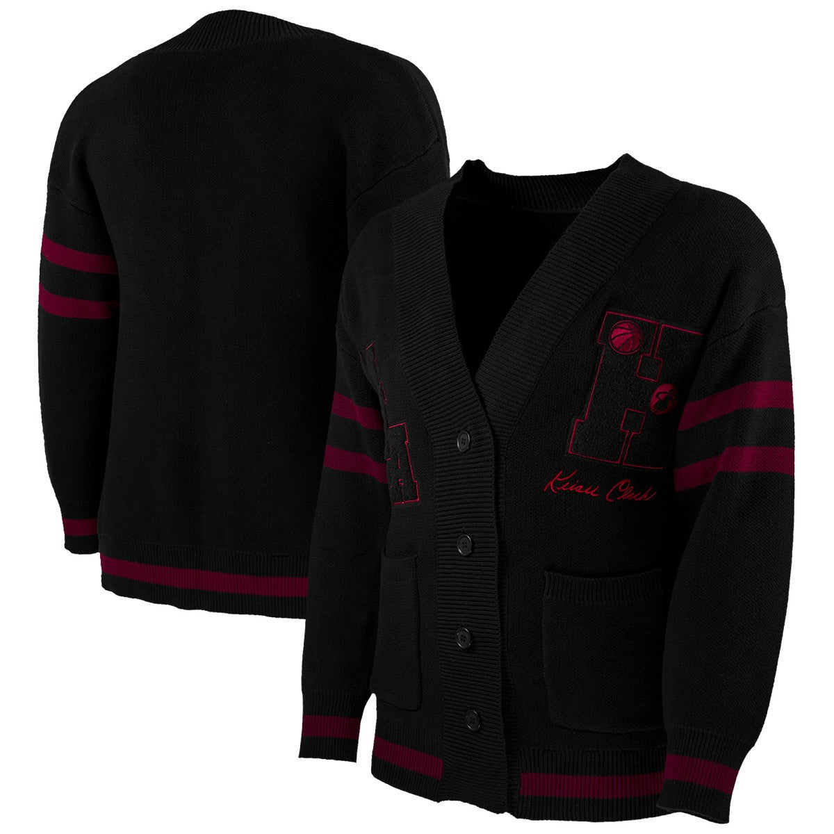 Miami Heat NBA x Keiser Clark No Caller ID Button-Up Cardigan Black/Red - NBA
