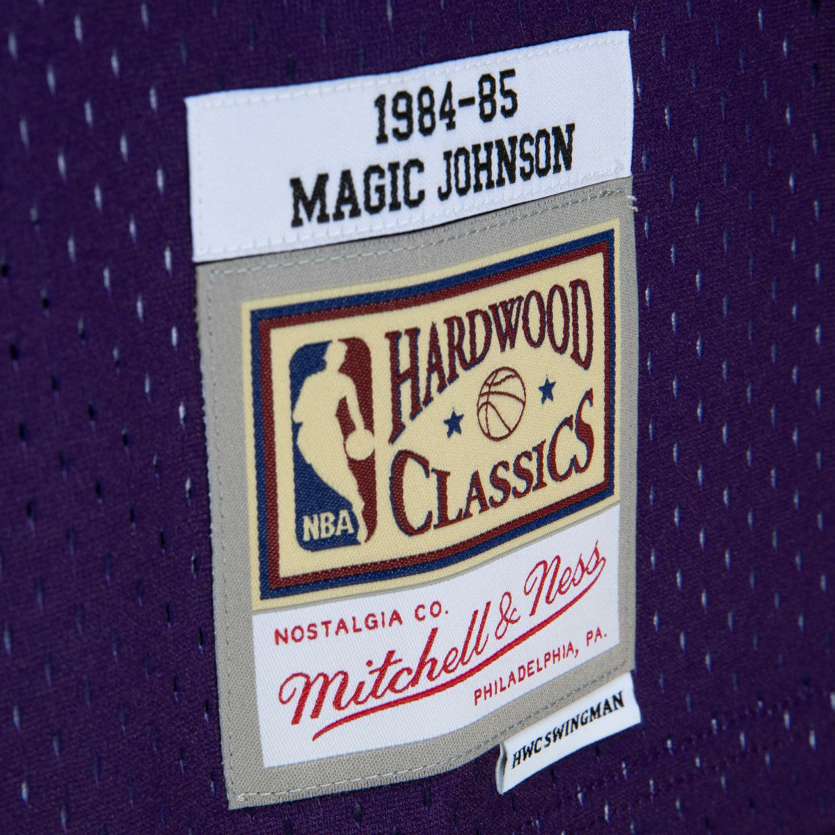 Magic Johnson Los Angeles Lakers 1984/85 Hardwood Classics Fadeaway Swingman Player Jersey Purple/Black - NBA