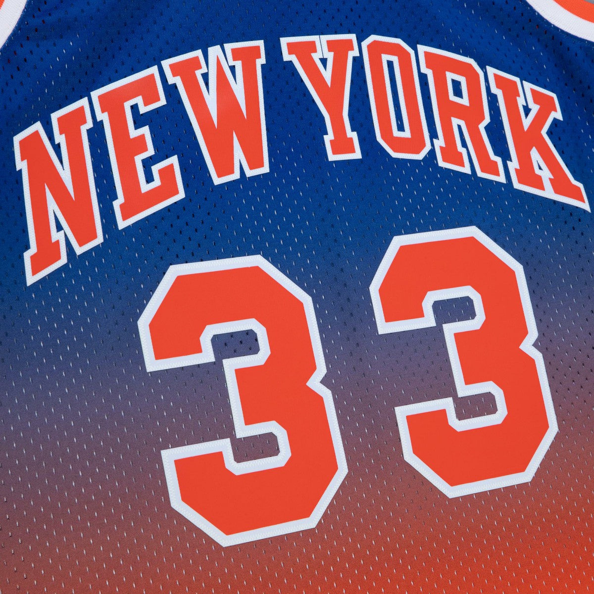 Patrick Ewing New York Knicks 1991/92 Hardwood Classics Fadeaway Swingman Player Jersey Orange/Royal - NBA