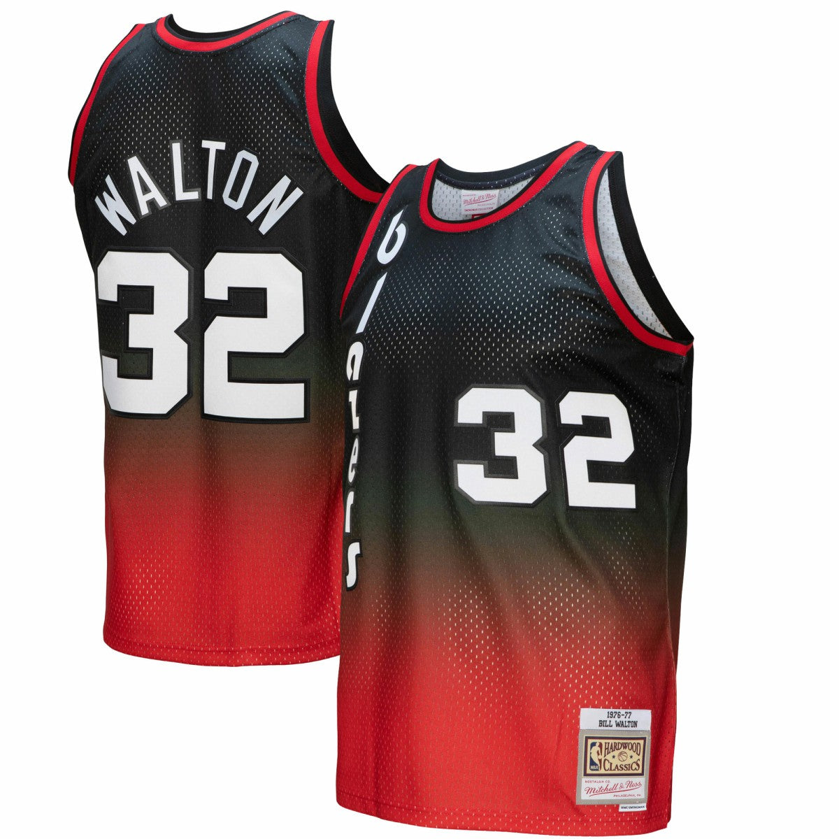 Bill Walton Portland Trail Blazers 1976/77 Hardwood Classics Fadeaway Swingman Player Jersey Red/Black - NBA