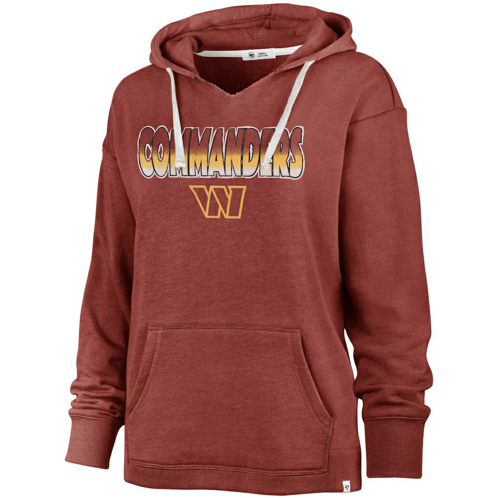 Washington Commanders '47 Women's Color Rise Kennedy Pullover V-Neck Hoodie Heathered Burgundy | 47 brand