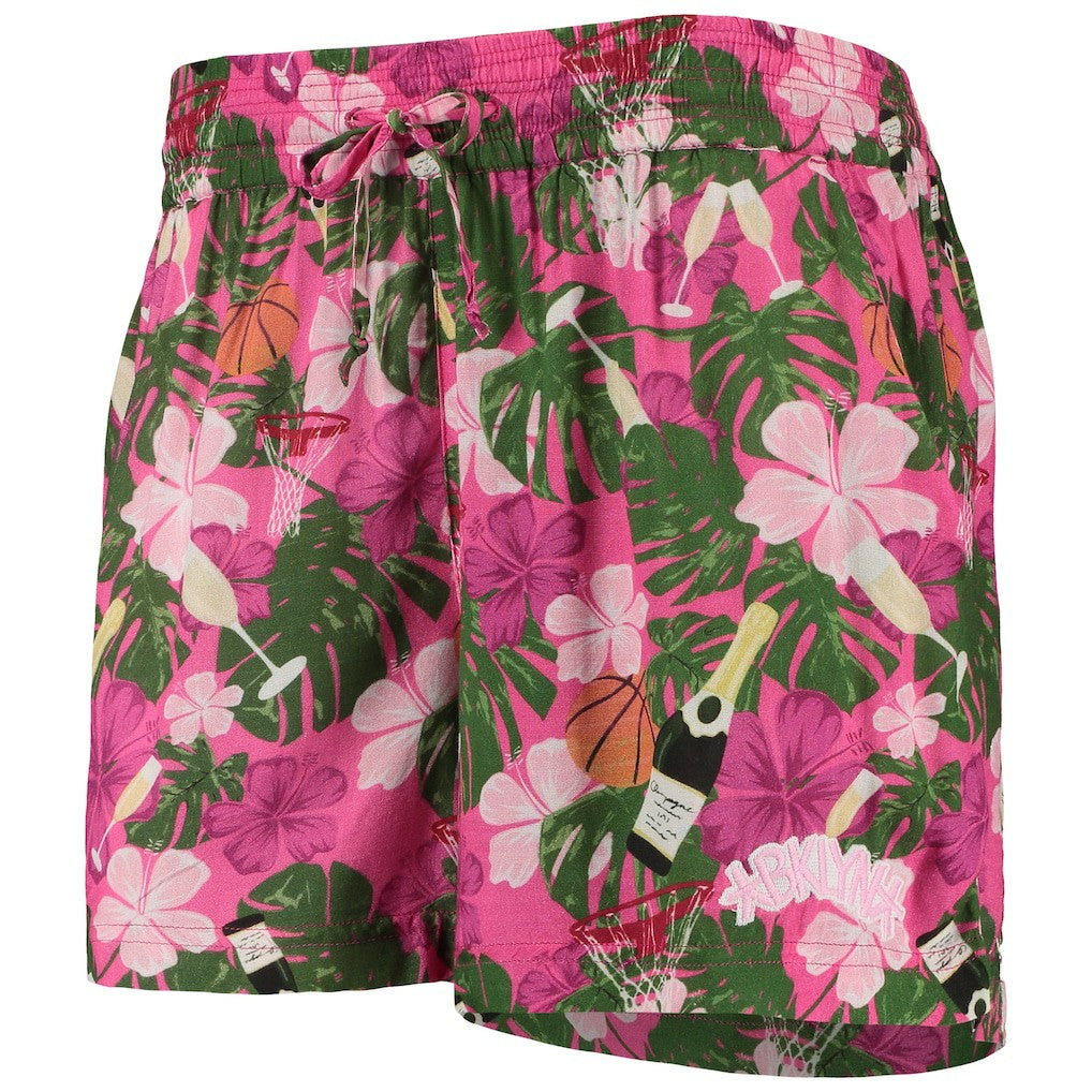 Brooklyn Nets Lusso Women's Finley-Frankie Party Top & Shorts Set Pink - NBA