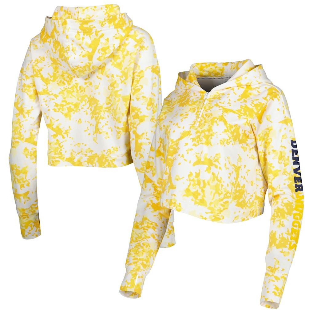 Denver Nuggets Lusso Women's Maia Tri-Blend Cropped Quarter-Zip Top Gold/White - NBA