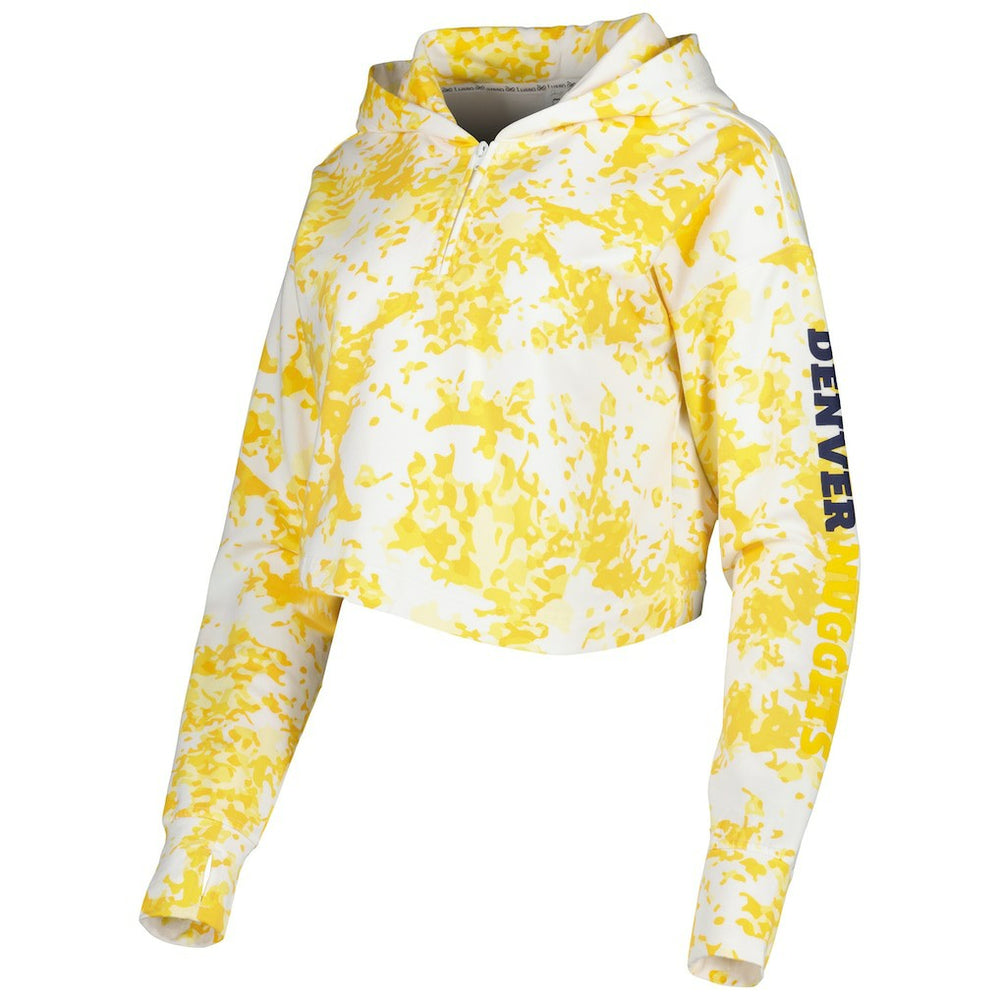 Denver Nuggets Lusso Women's Maia Tri-Blend Cropped Quarter-Zip Top Gold/White - NBA