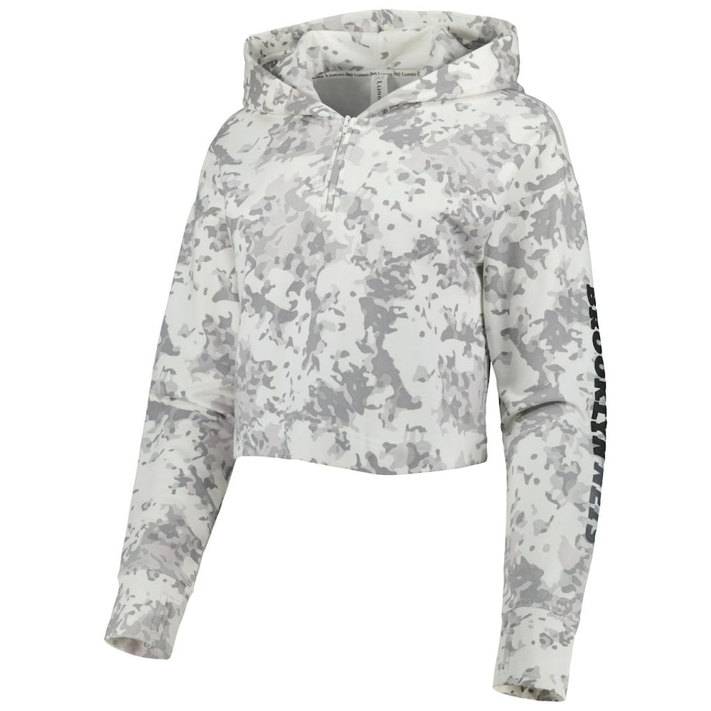 Brooklyn Nets Lusso Women's Maia Tri-Blend Cropped Quarter-Zip Top Gray/White - NBA