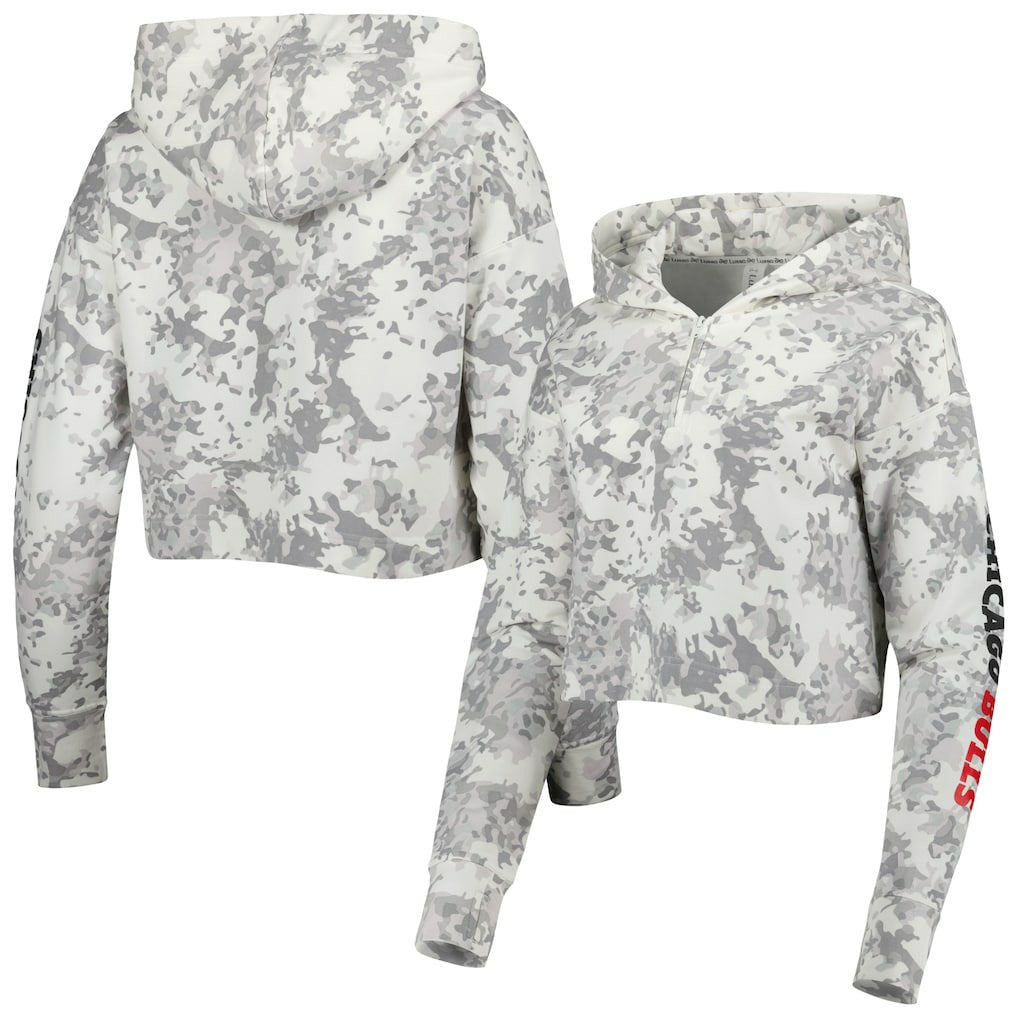 Chicago Bulls Lusso Women's Maia Tri-Blend Cropped Quarter-Zip Top Gray/White - NBA