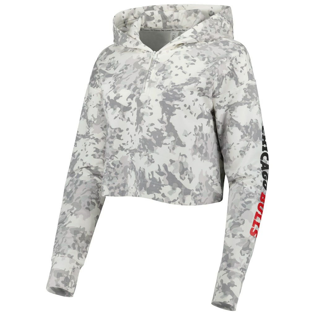 Chicago Bulls Lusso Women's Maia Tri-Blend Cropped Quarter-Zip Top Gray/White - NBA