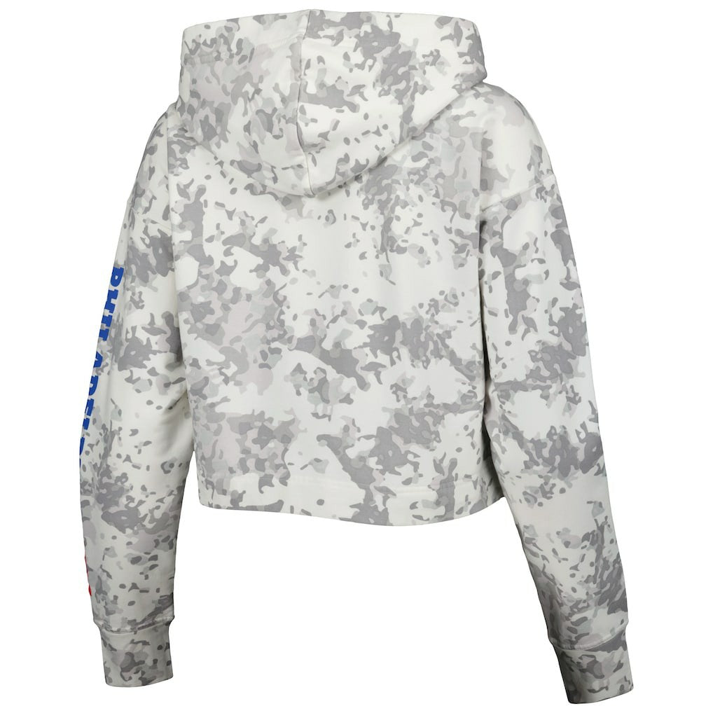 Philadelphia 76ers Lusso Women's Maia Tri-Blend Cropped Quarter-Zip Top Gray/White - NBA