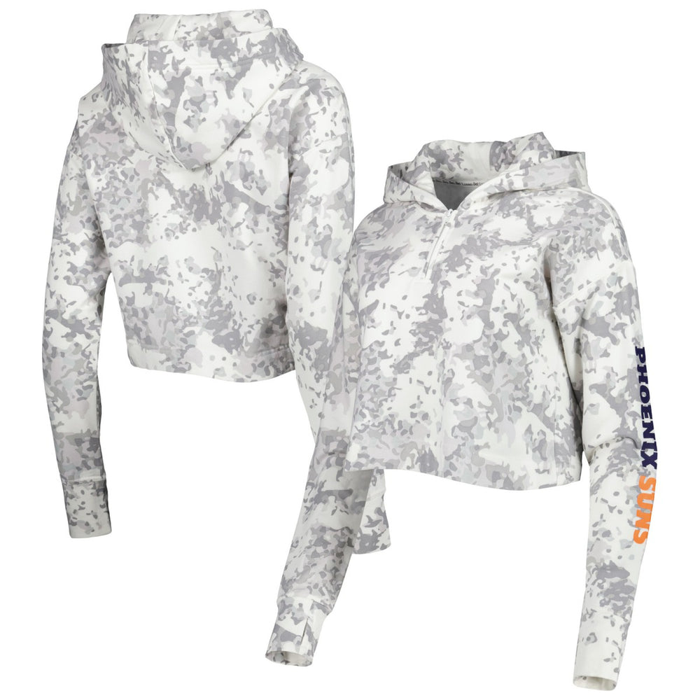 Phoenix Suns Lusso Women's Maia Tri-Blend Cropped Quarter-Zip Top Gray/White - NBA