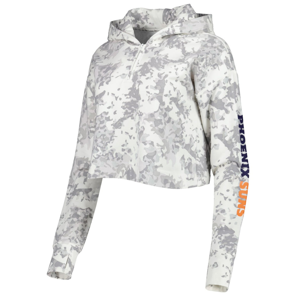 Phoenix Suns Lusso Women's Maia Tri-Blend Cropped Quarter-Zip Top Gray/White - NBA