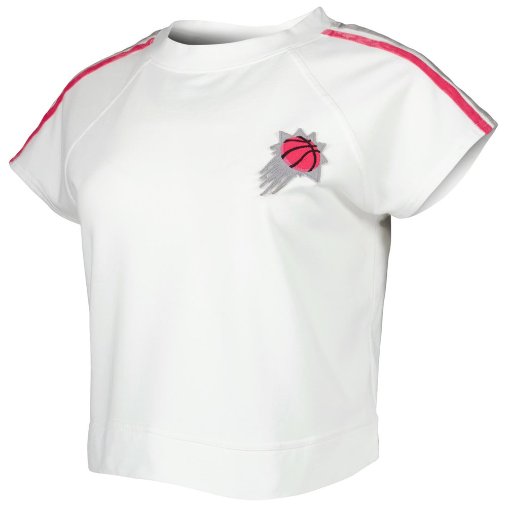 Phoenix Suns Lusso Women's Margot Cropped Tri-Blend Cap Sleeve Sweatshirt White - NBA