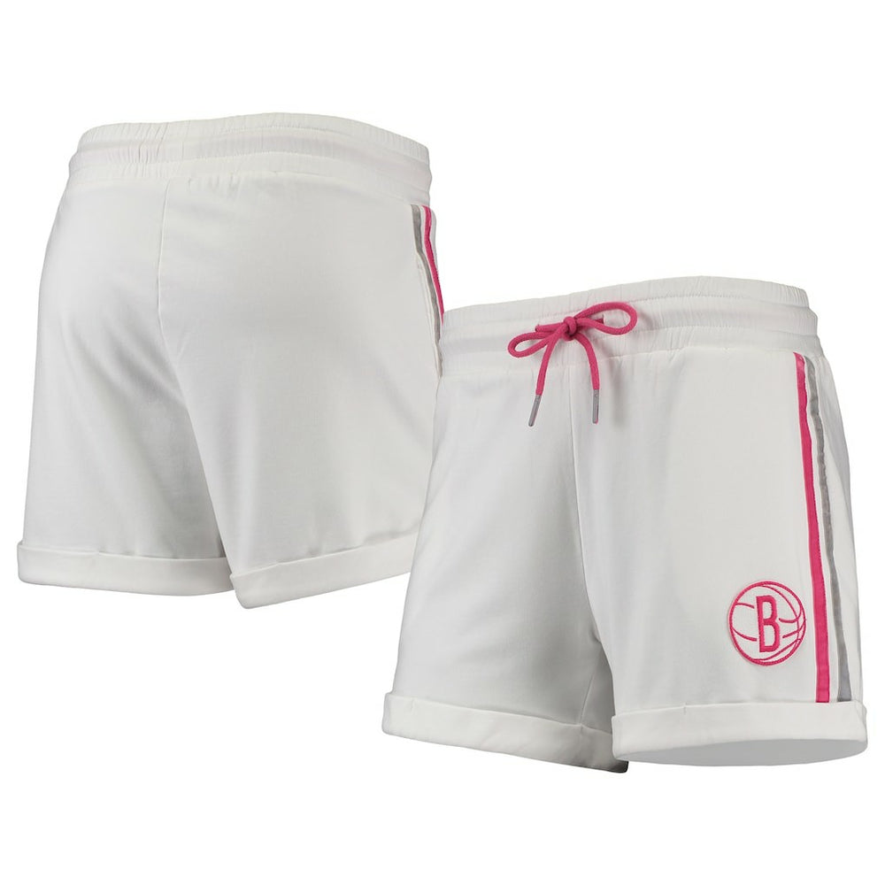 Brooklyn Nets Lusso Women's Melody Cuffed Tri-Blend Shorts White/Pink - NBA