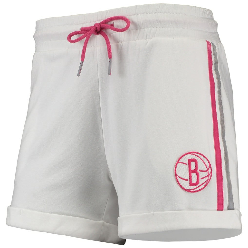 Brooklyn Nets Lusso Women's Melody Cuffed Tri-Blend Shorts White/Pink - NBA