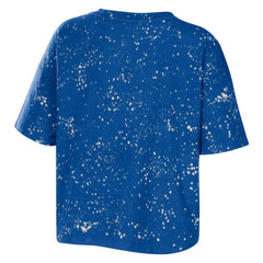 Philadelphia 76ers WEAR by Erin Andrews Women's Bleach Splatter Notch Neck T-Shirt Royal - NBA