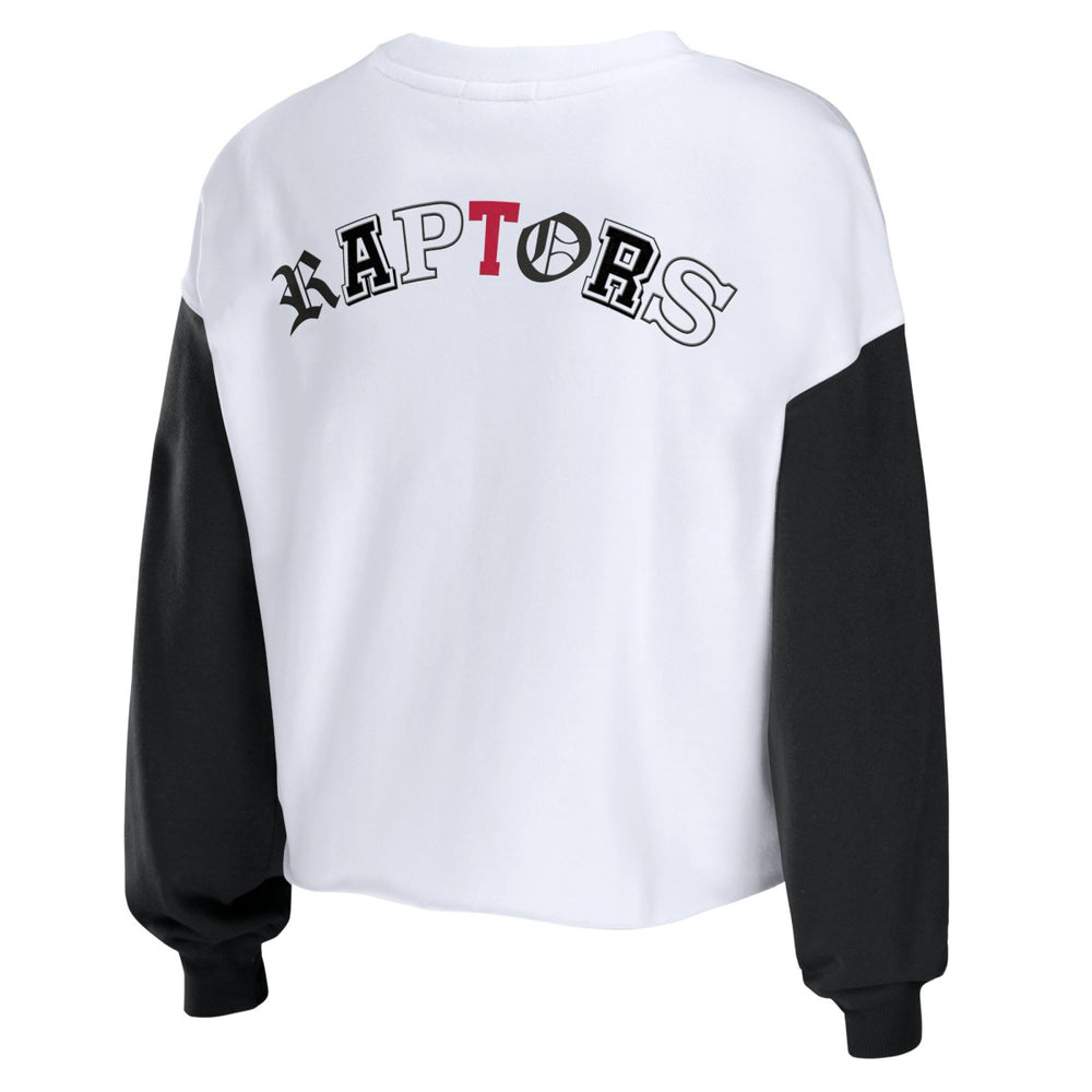 Toronto Raptors WEAR by Erin Andrews Women's Mixed Letter Cropped Pullover Sweatshirt Heather Red - NBA
