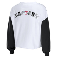 Toronto Raptors WEAR by Erin Andrews Women's Mixed Letter Cropped Pullover Sweatshirt Heather Red - NBA