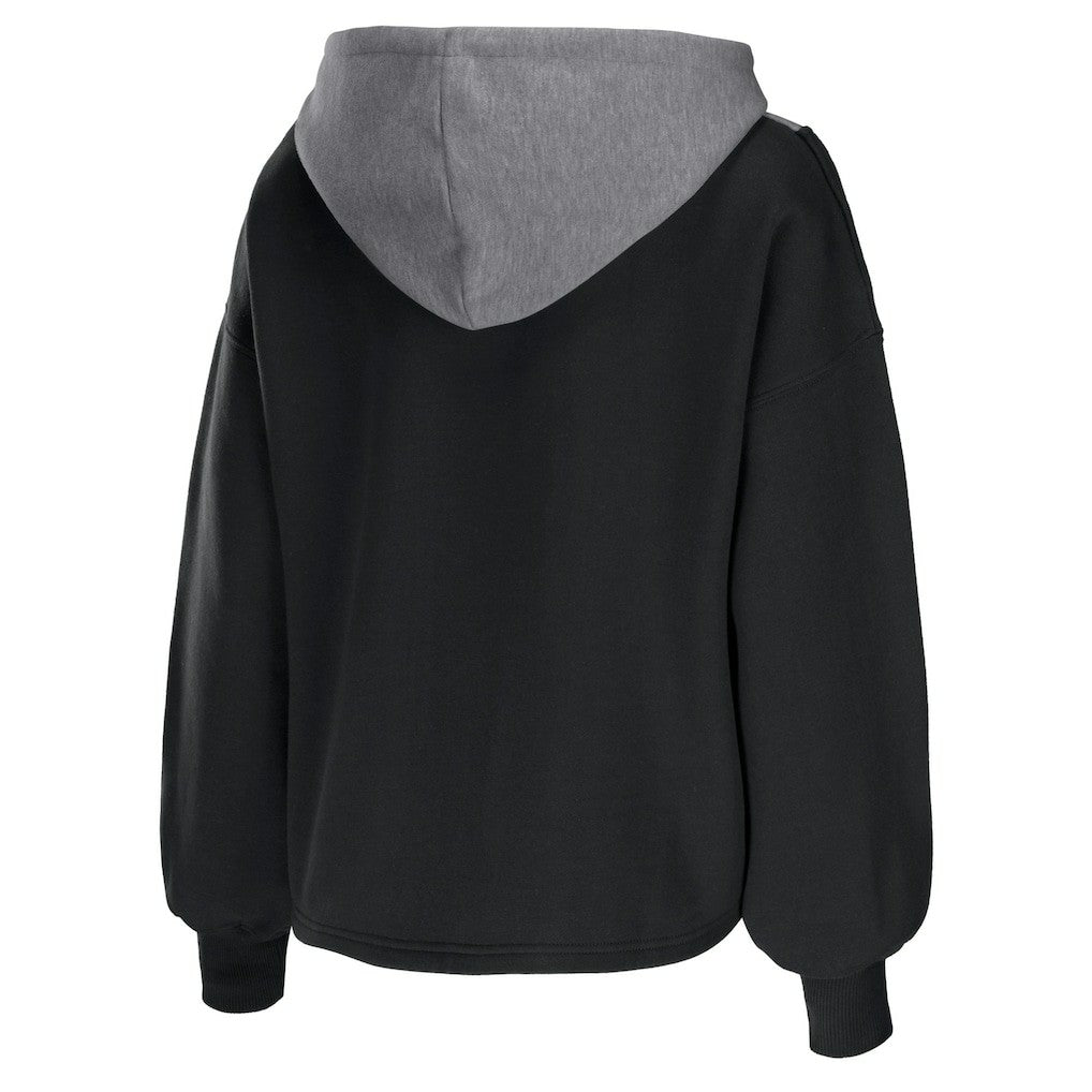 Brooklyn Nets WEAR by Erin Andrews Women's Pieced Quarter-Zip Hoodie Jacket Black - NBA