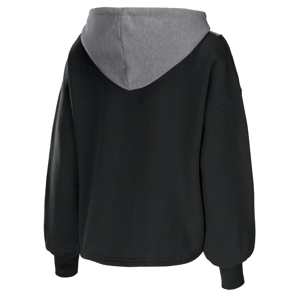 Brooklyn Nets WEAR by Erin Andrews Women's Pieced Quarter-Zip Hoodie Jacket Black - NBA