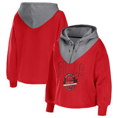 Chicago Bulls WEAR by Erin Andrews Women's Pieced Quarter-Zip Hoodie Jacket Red - NBA