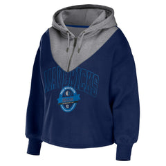 Dallas Mavericks WEAR by Erin Andrews Women's Pieced Quarter-Zip Hoodie Jacket Navy - NBA