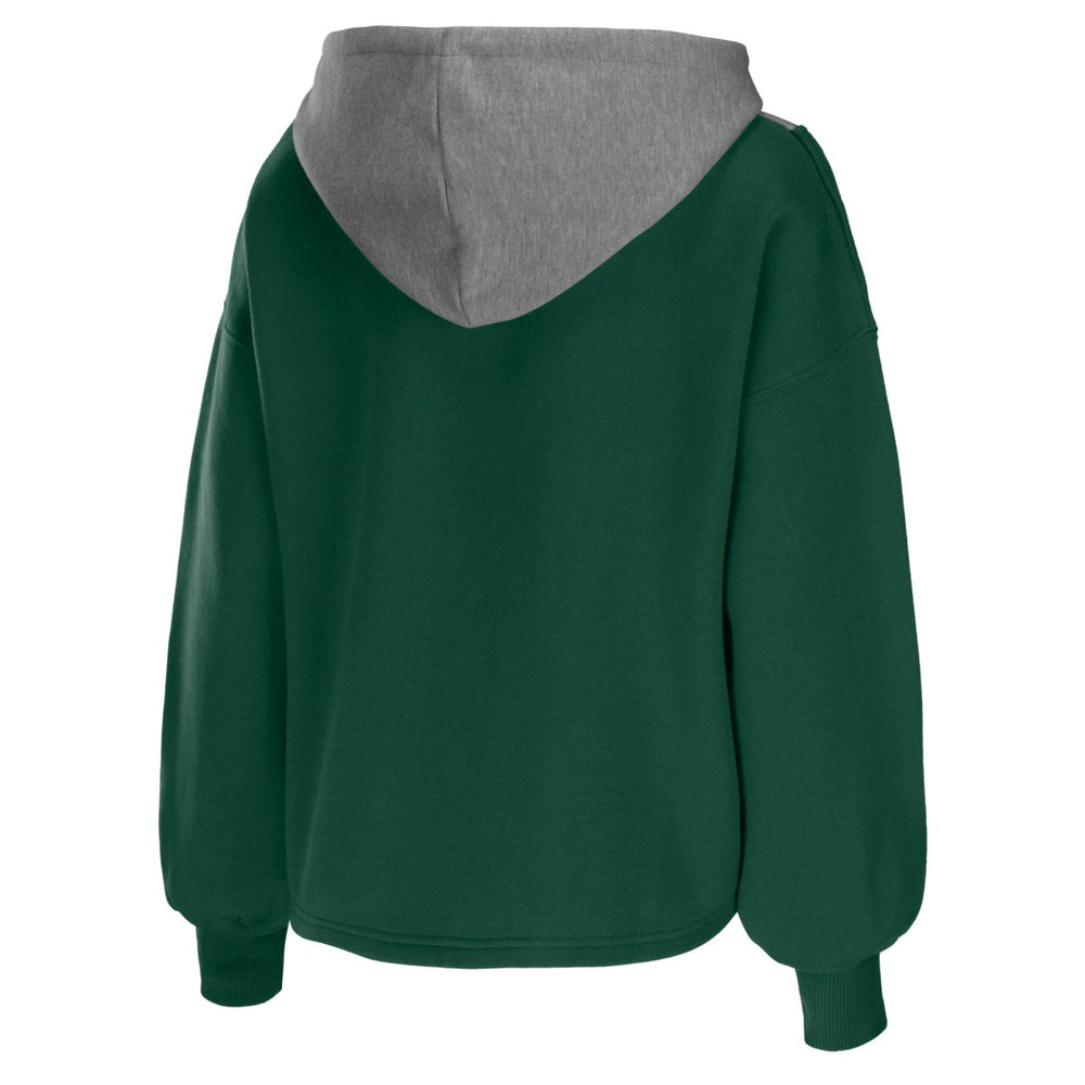 Milwaukee Bucks WEAR by Erin Andrews Women's Pieced Quarter-Zip Hoodie Jacket Hunter Green - NBA