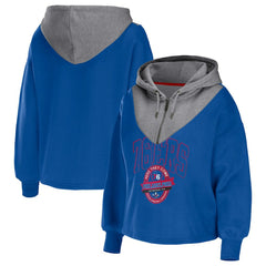 Philadelphia 76ers WEAR by Erin Andrews Women's Pieced Quarter-Zip Hoodie Jacket Royal - NBA