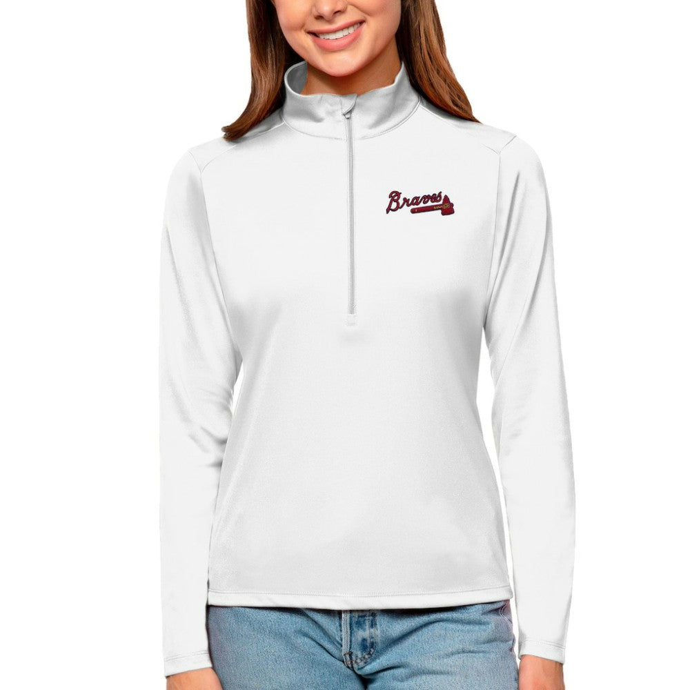 Atlanta Braves Antigua Women's Tribute Quarter-Zip Pullover Top - MLB