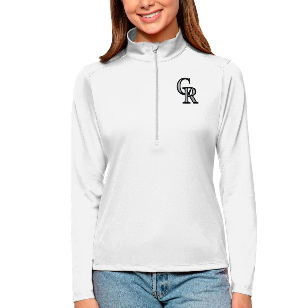 Colorado Rockies Antigua Women's Tribute Quarter-Zip Pullover Top - MLB