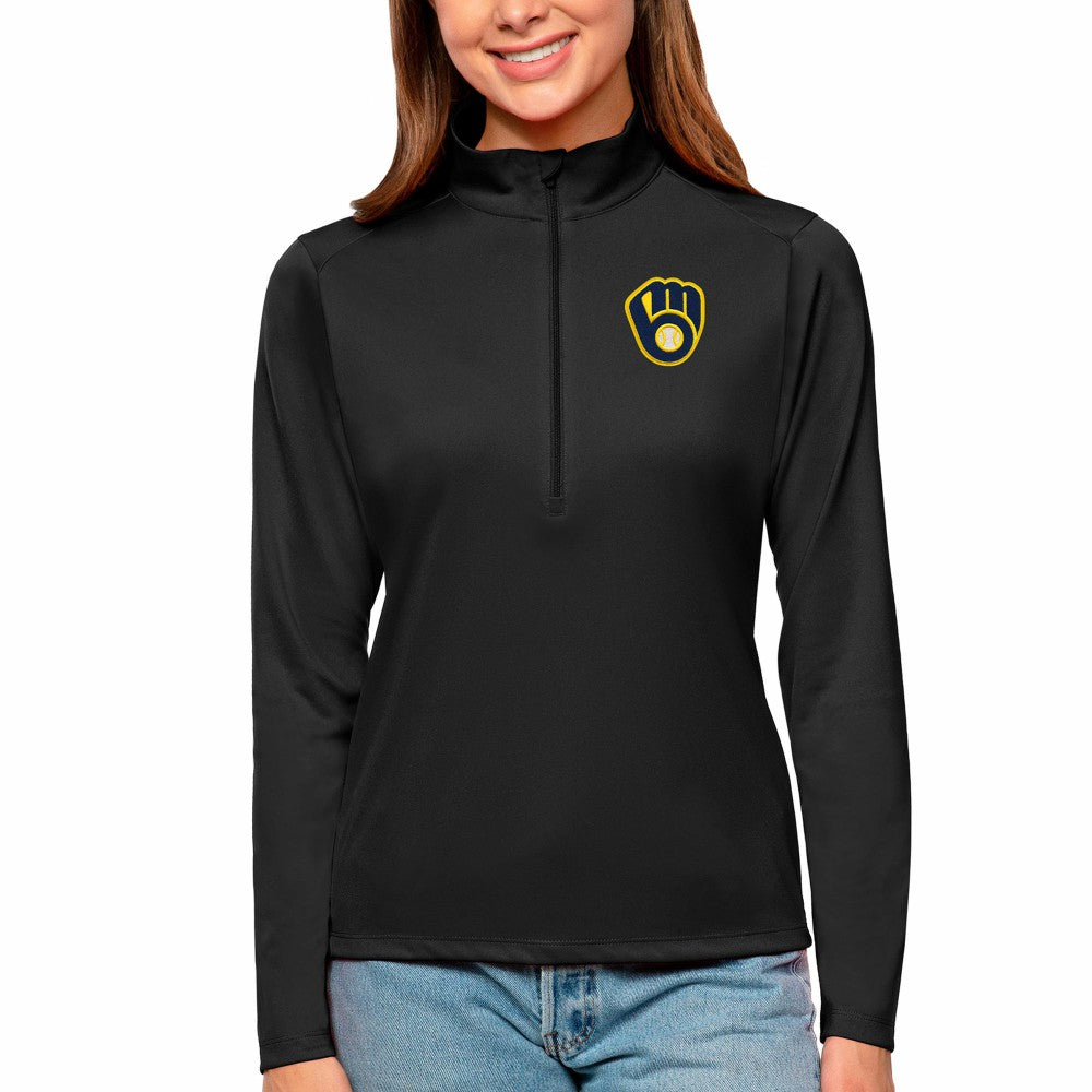 Milwaukee Brewers Antigua Women's Tribute Quarter-Zip Pullover Top - MLB