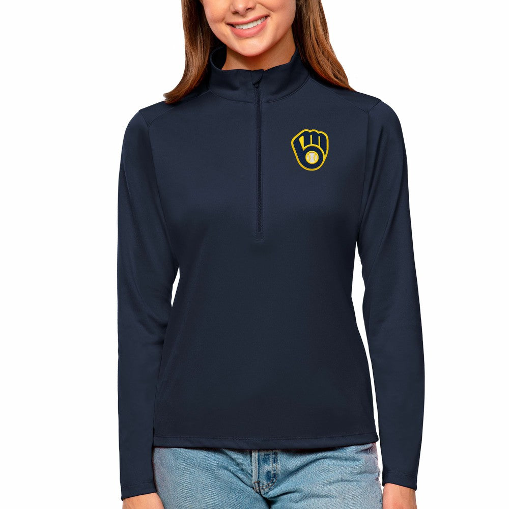 Milwaukee Brewers Antigua Women's Tribute Quarter-Zip Pullover Top - MLB