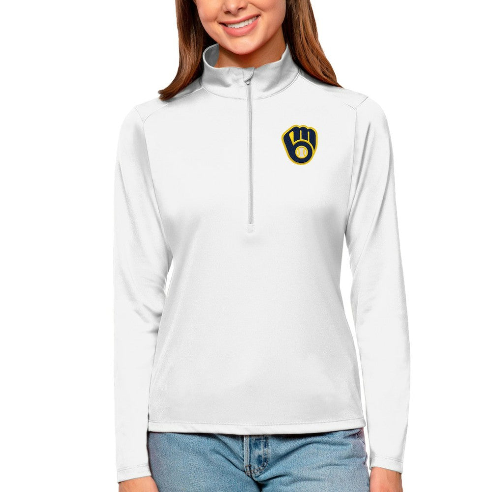 Milwaukee Brewers Antigua Women's Tribute Quarter-Zip Pullover Top - MLB