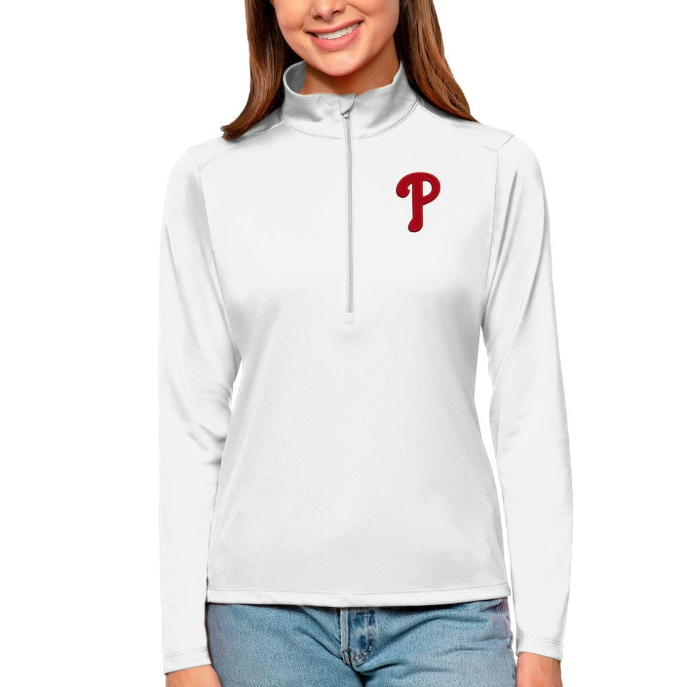 Philadelphia Phillies Antigua Women's Tribute Quarter-Zip Pullover Top - MLB
